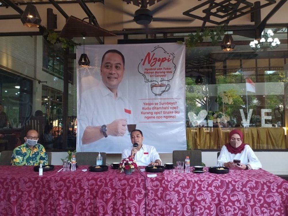 Eri Cahyadi melakukan pertemuan dengan para penggiat UMKM se kota Surabaya di Jl. Wisma Pagesangan Pagesangan. SP/Byta Indrawati.