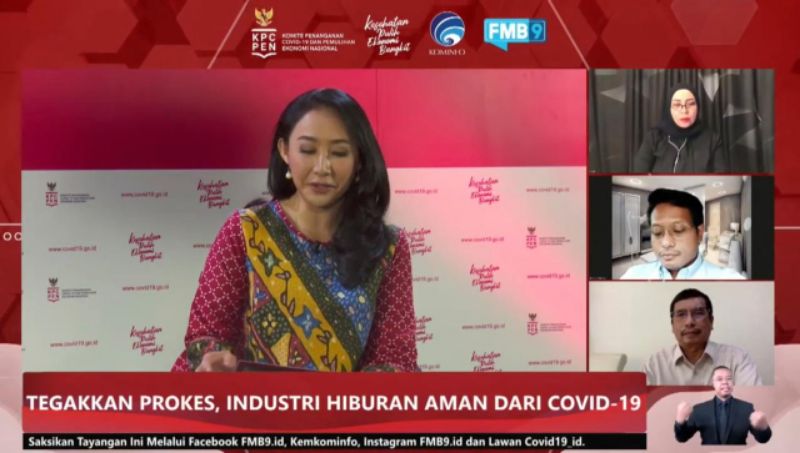 Dialog Produktif Media Center Forum Merdeka Barat 9 (FMB 9) - KPCPEN yang bertema Tegakkan Prokes, Industri Hiburan Aman dari COVID-19, Selasa (16/11/2021).