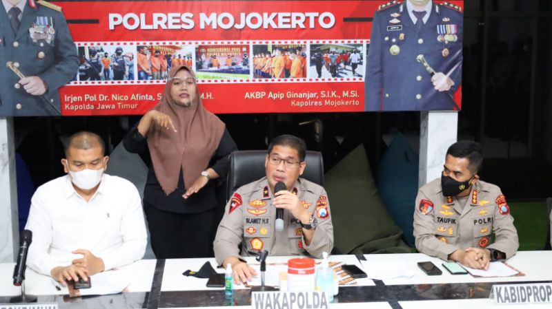 Pers rilis yang digelar Polres Mojokerto, kemarin.