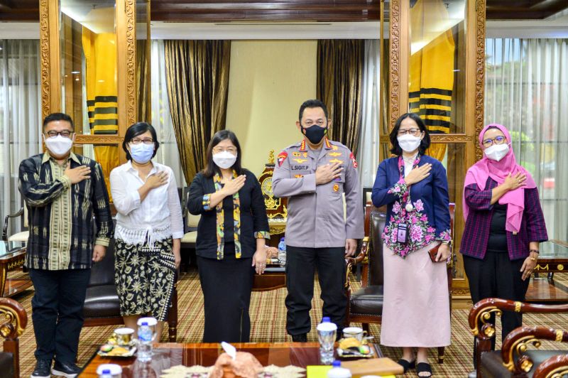 Kapolri saat menerima audiensi Komnas Perempuan di Mabes Polri, Jakarta Selatan, Jumat (4/2/2022).