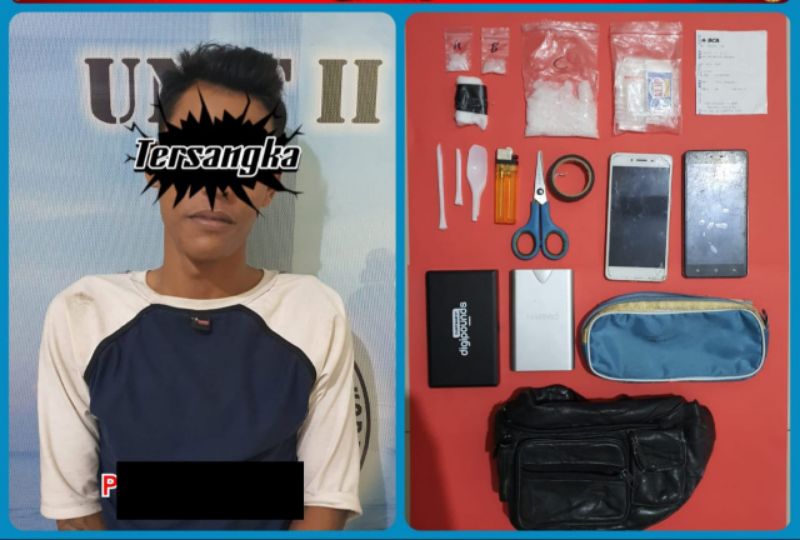 Tersangka dan barang bukti yang berhasil diamankan. (Foto dok Polres Jombang).