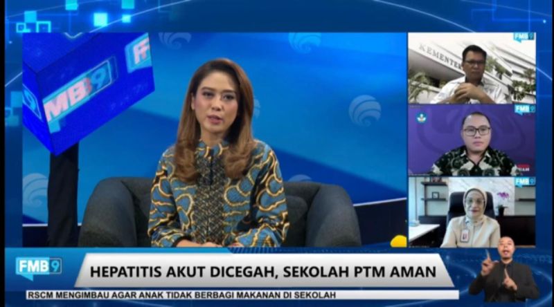 Diskusi daring yang digelar Forum Merdeka Barat 9 bertajuk "Hepatitis 
Akut Dicegah, Sekolah PTM Aman" pada Senin (23/5/22).