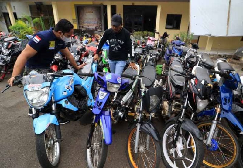 Motor-motor yang tak diambil pemiliknya di Polres Pasuruan.