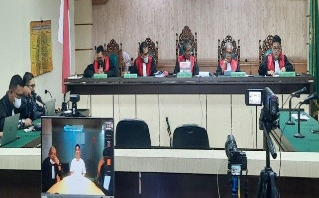 Sidang vonis Mardani Maming yang digelar secara online, Jumat (10/2/2023).
