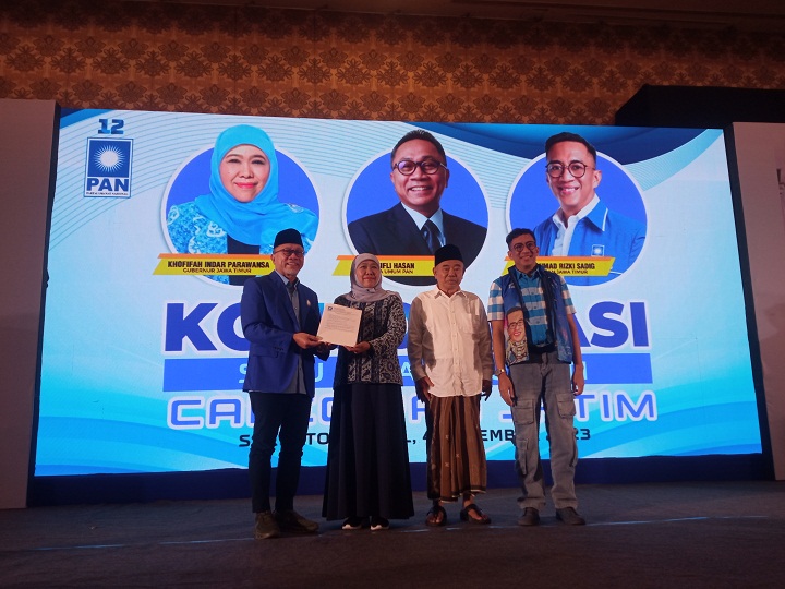 Khofifah resmi diusung PAN maju kembali ke Pilgub 2024 mendatang.SP/ Aini
