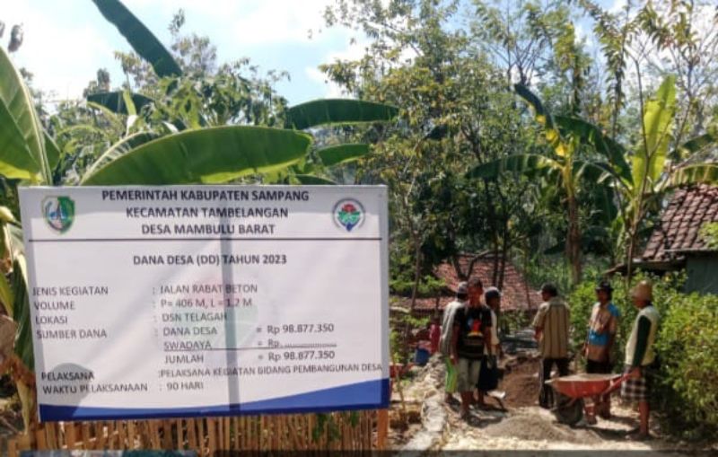 Rabat  beton dengan mengunakan anggaran DD tahap satu sebesar Rp 198 juta.