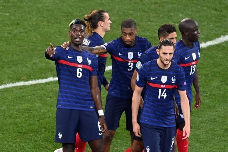 Pemain Timnas Prancis di laga kontra Swiss. SP/ Reuters