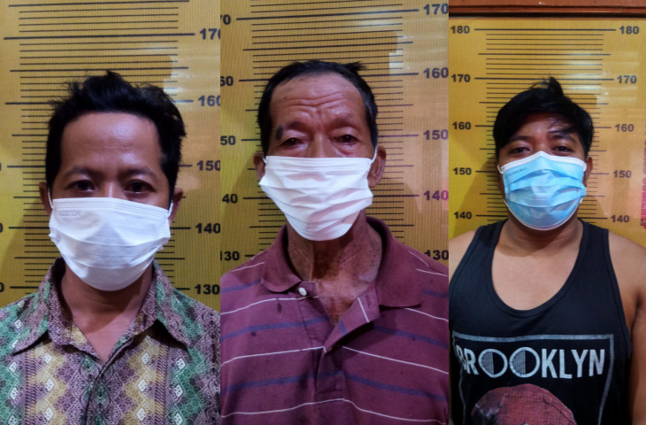 Ketiga pelaku pembunuhan yang diamankan polisi. 