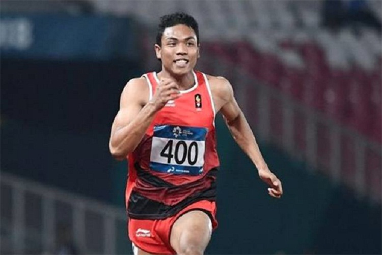 Sprinter Indonesia Lalu Muhammad Zohri saat bertanding di Olimpiade Tokyo 2020. SP/ Olimpiade Tokyo 2020