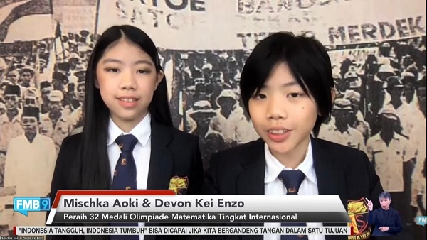 Mischka Aoki dan Devon Kei Enzo dalam acara Webinar Forum Merdeka Barat 9 (FMB9) Indonesia Tangguh, Indonesia Tumbuh yang bertajuk "Tangguh Tanpa Mengeluh" pada Rabu (18/8/2021).