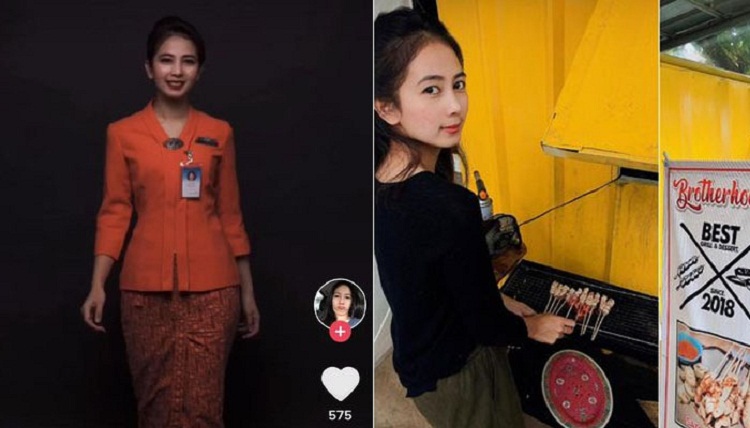 Martha Puri, mantan pramugari yang kini jualan sate. SP/ SBY