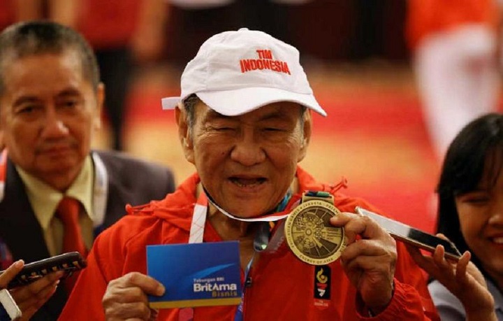 Michael Bambang Hartono, konglomerat yang juga sebagai atlet bridge usai meraih emas di Asian Games 2018 di Jakarta lalu.