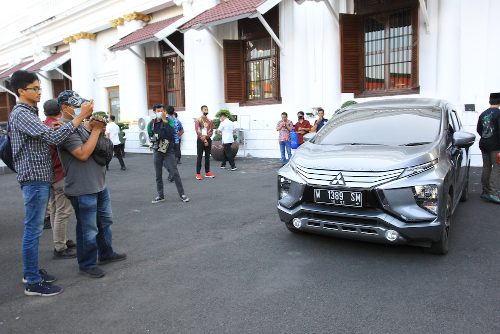 Mobil Xpander yang digadaikan Roy ke dua penadah, Mardi dan Sugiono. Kini Mardi dan Sugiono, ditetapkan tersangka. (foto: Sp/ariandi)