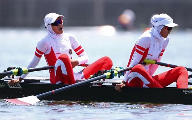 Penampilan Melani Putri/Mutiara Rahma Putri di Olimpiade Tokyo 2020. SP/ Antara