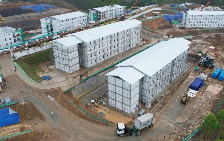 Hunian Pekerja Konstruksi yang sedang dibangun di IKN Nusantara. SP/ Kementerian PUPR