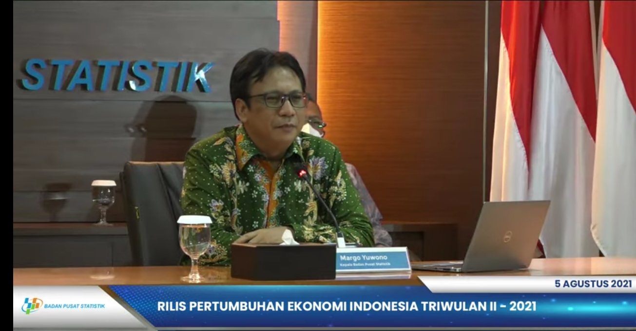 Kepala BPS Margo Yuwono saat menyampaikan konferensi pers virtual. SP/Semmy Mantolas