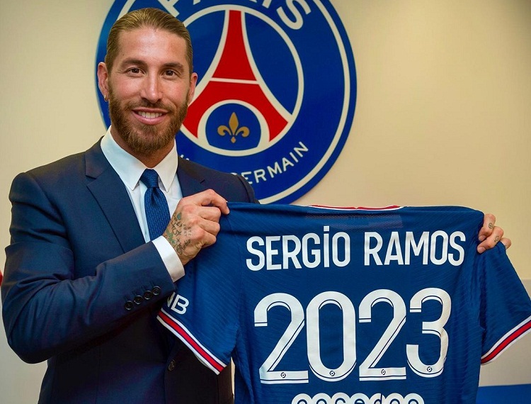 Sergio Ramos ketika diresmikan sebagai pemain PSG. SP/ Instagram Sergioramos