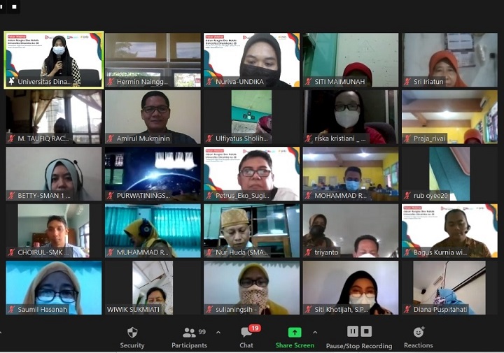 Webinar yang digelar Universitas Dinamika (Undika) dalam menyambut Dies Natalis ke 38. SP/Patrik Cahyo