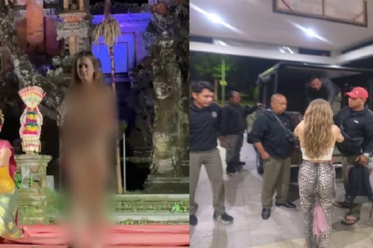 Tangkapan layar saat bule perempuan bugil diatas pementasan tari Bali. SP/BLI