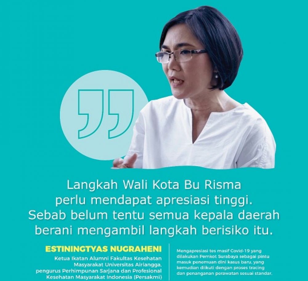 Pembina Pengurus Daerah Persakmi Jawa Timur yang sekaligus Ketua IKA FKM UNAIR Estiningtyas Nugraheni membuka penjelasannya, Jumat (17/7/2020).SP/BYTA