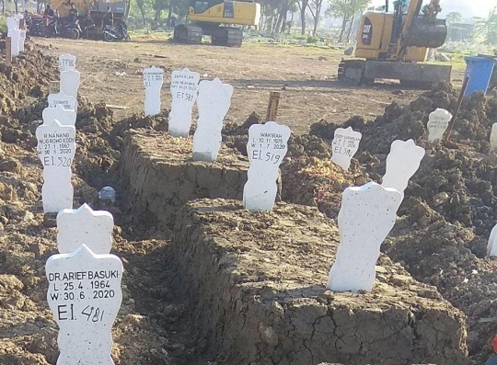 Pemkot Surabaya menyiapkan dua lokasi TPU untuk orang yang meninggal akibat covid-19 di TPU Keputih, Kecamatan Sukolilo dan TPU Babad Jerawat, Kecamatan Benowo . SP/ALQ