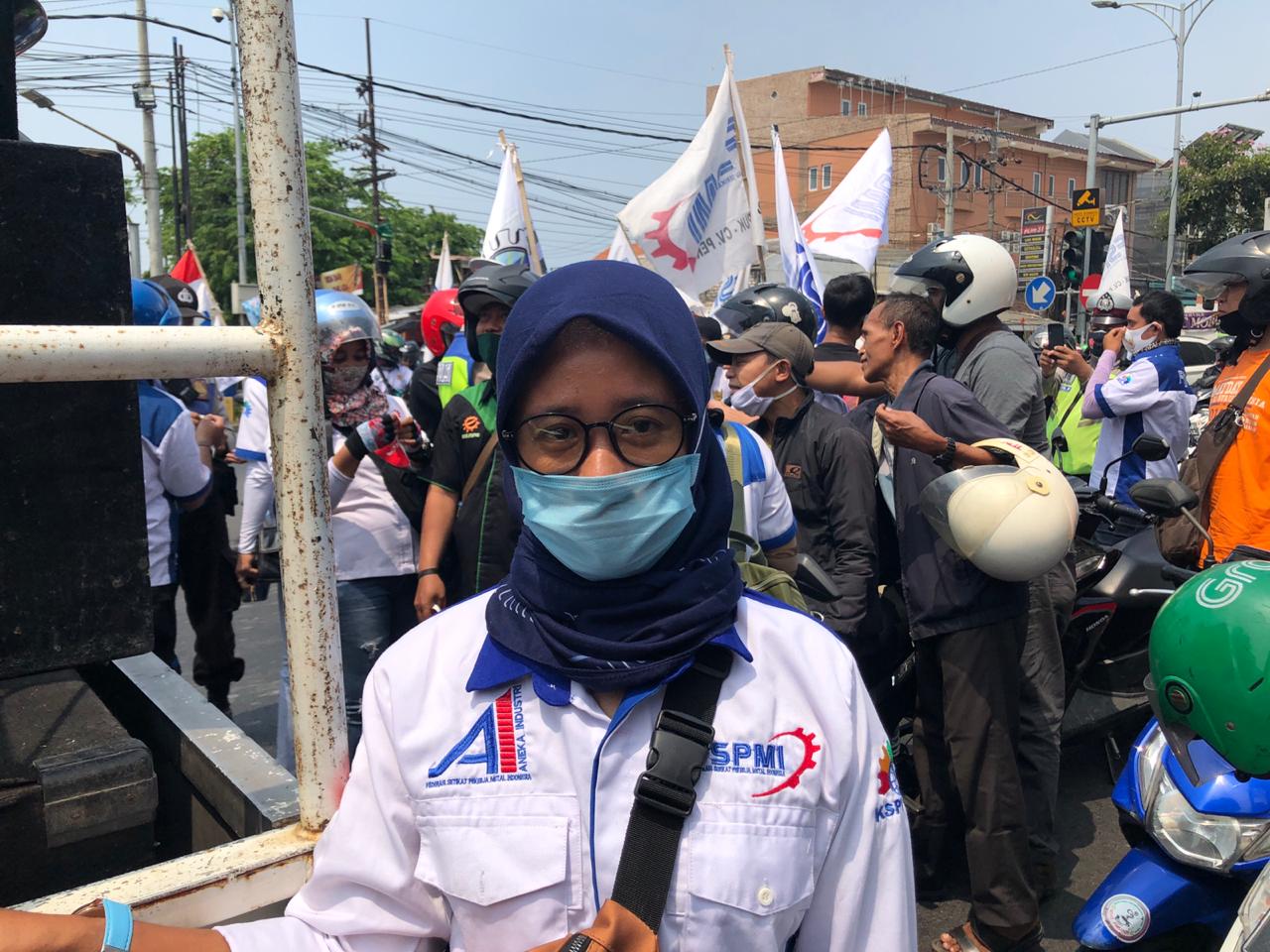 Pejuang Kaum Hawa sekaligus anggota FSPMI. SP/ Mochammad Kasyfi Fahmi   