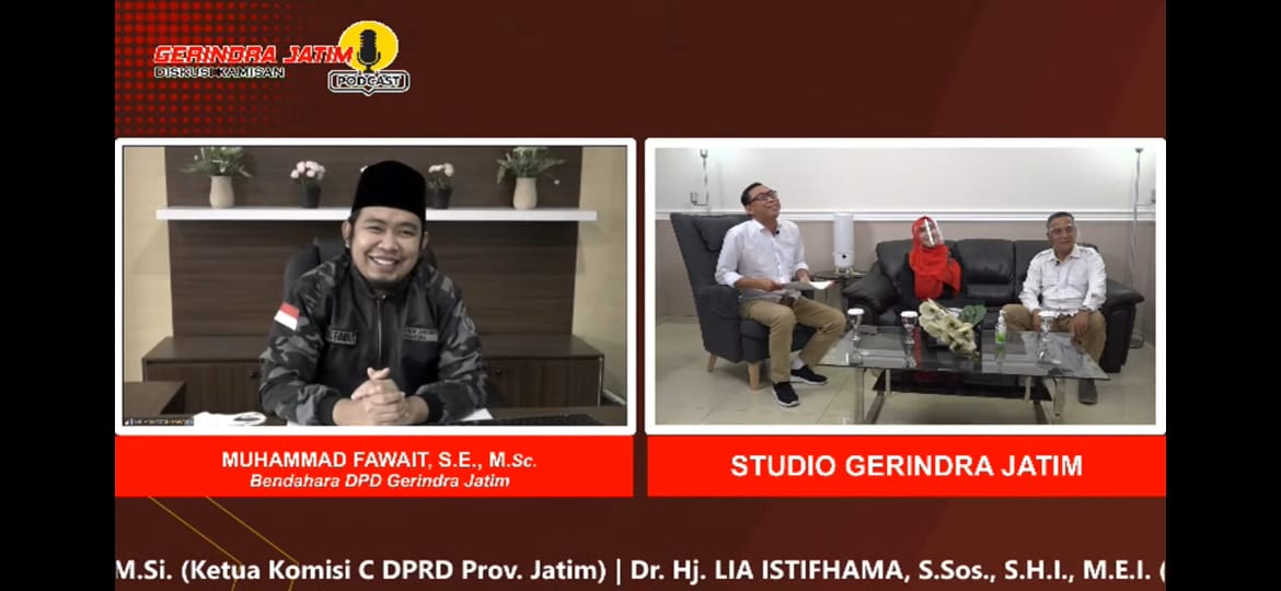 Gus Fawait (kiri) saat memberikan paparan dalam diskusi Kamisan yang digelar Gerindra Jatim (12/8/2021).