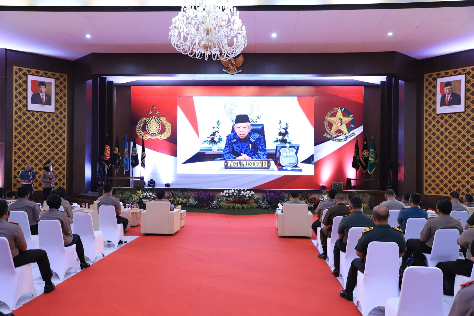 Wapres saat berikan pidato kunci pada Sespimti, Polri Dikreg Ke-30 dan Sespimmen Polri Dikreg Ke-61 Tahun Ajaran 2021, Rabu (06/10/2021), secara virtual.HMS/HER