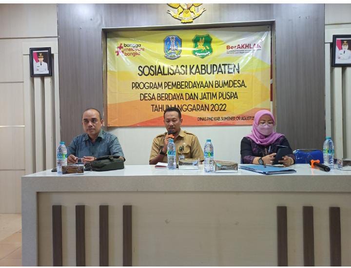Kegiatan Sosialisasi Pemberdayaan BUMDesa, Desa berdaya, dan Jatim Puspa tahun anggaran 2022 di kab. Sumenep. ( SP/Ainur Rahman)