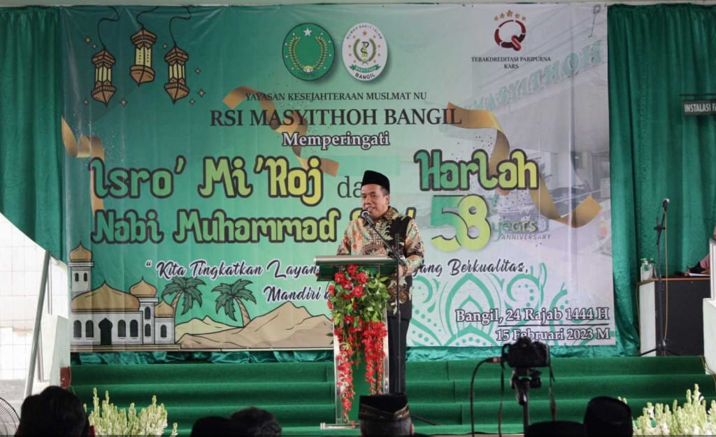 Wakil Bupati Pasuruan Gus Mujib Imran saat acara isra mi'raj.