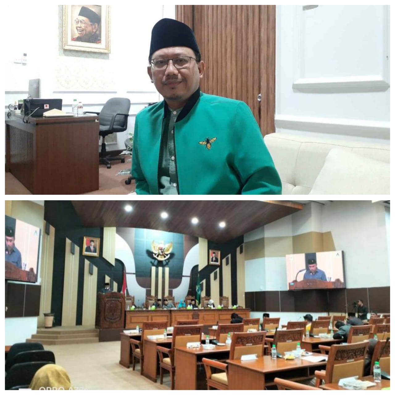 Kolase  Ketua DPRD kabupaten Pasuruan dan suasana rapat paripurna.