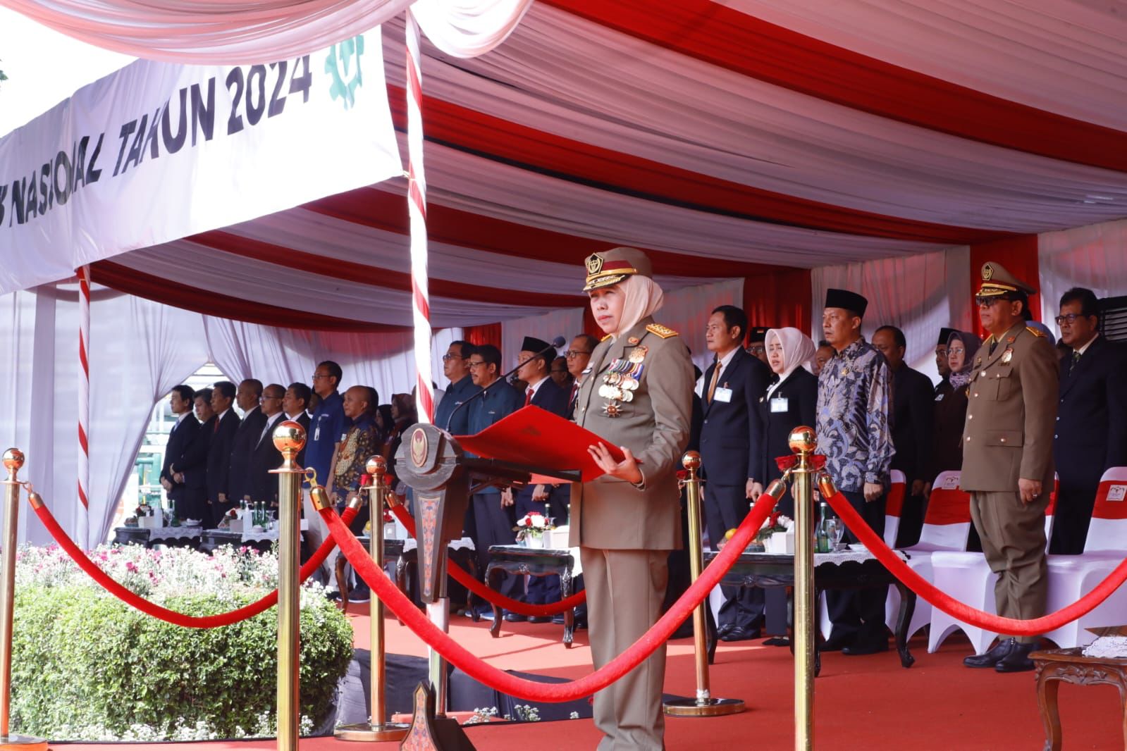  Apel Menyongsong Bulan Keselamatan dan Kesehatan Kerja (K3) Tahun 2024 di halaman kantor PT. Ajinomoto Indonesia Jl. Raya Mlirip No. 110 Kab. Mojokerto, Kamis (11/1). SP/ARF