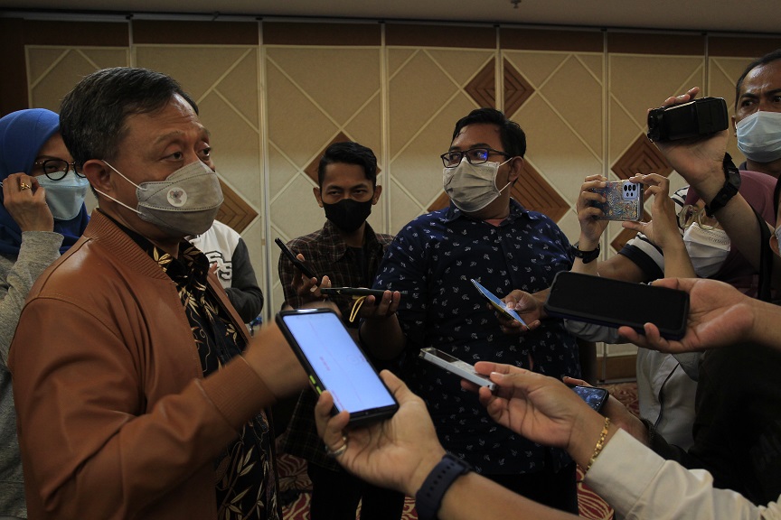 Deputi Direksi Wilayah Jawa Timur I Made Puja Yasa dalam acara gathering bersama awak media i Hotel Santika Surabaya, Senin (27/9/2022). SP/ Ariandi.