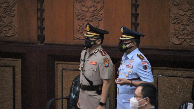 Wakapolrestabes Surabaya, AKBP Hartoyo hadiri giat Serah Terima Walikota dan Wakil Walikota Surabaya .SP/ MAHBUB FIKRI 