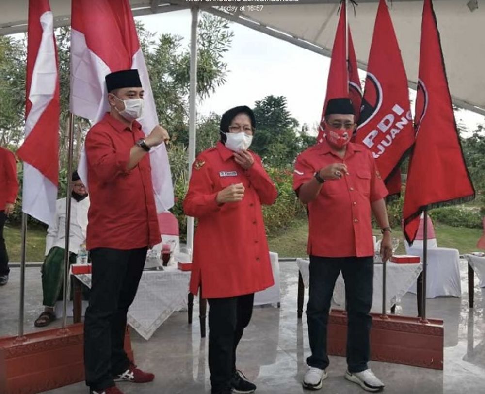 Eri-Cak Ji dan Walikota Surabaya saat berdeklarasi di Taman Harmoni