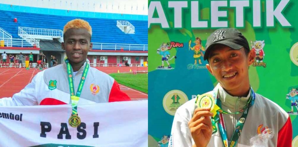 Atlet Atletik Sumenep Maulana Ismail (Kiri) dan  Riswar Bhisma (Kanan)
