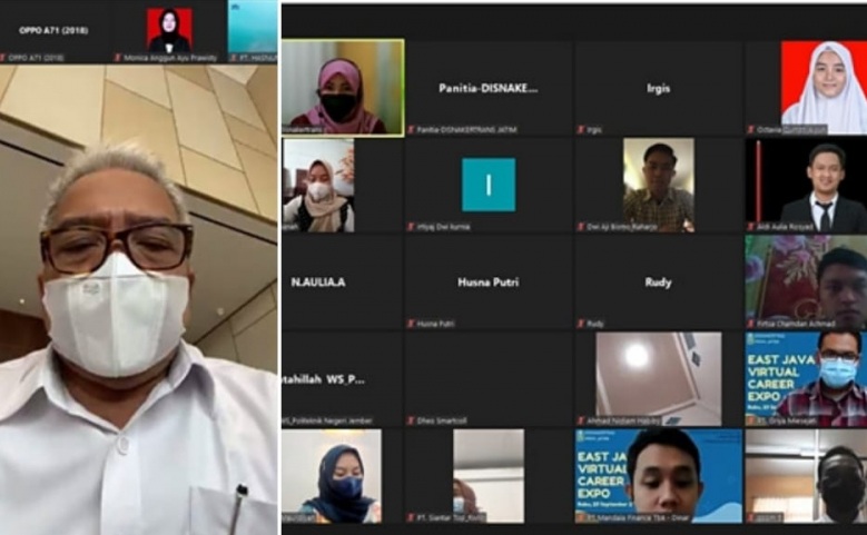Kepala Disnakertrans Jatim, Himawan Estu Bagijo membuka pelaksanaan East Java Virtual Career Expo 2021. SP/KOMINFO JATIM