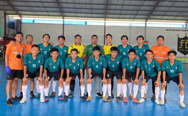 Tim futsal Bojonegoro saat tampil di Porprov Jatim 2022.