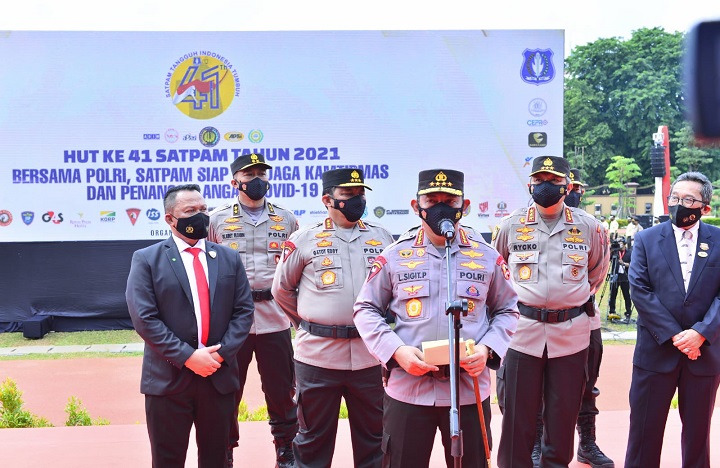 Kapolri Jenderal Listyo Sigit Prabowo saat memberikan sambutan. SP/Her