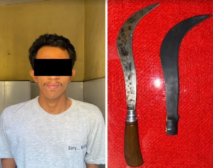 Tersangka dan barang bukti yang berhasil diamankan oleh Unit Reskrim Polsek Semampir.