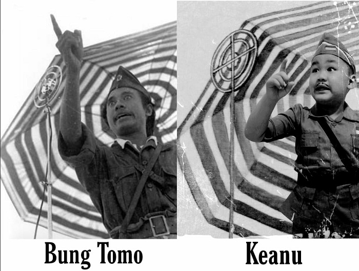 Siswa TK YPPI 1 Surabaya yang meng-cosplay pahlawan nasional asal Surabaya, Bung Tomo. SP/SEMMY MANTOLAS.