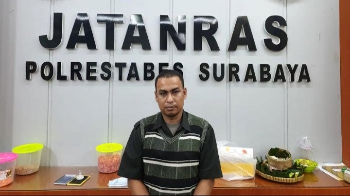 Iksan, salah satu tersangka pencurian mobil Bank Jatim yang diamankan polisi. SP/Mahbub Fikri