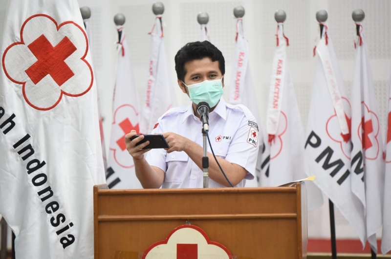 Wagub Emil usai menghadiri Musyawarah Kerja PMI Jatim yang diselenggarakan di Gedung Badan Koordinasi Kegiatan Kesejahteraan Sosial (BK3S),Surabaya, Rabu (17/11/2021) pagi. SP/KOMINFO JATIM