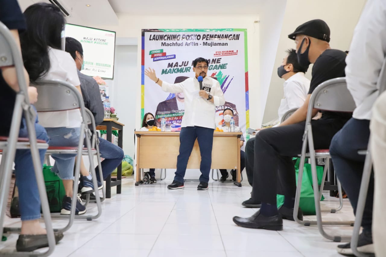 Jaman dukung Machfud Arifin-Mujiaman Sukirno dengan mendirikan Posko Pemenangan .SP/Alqomaruddin.