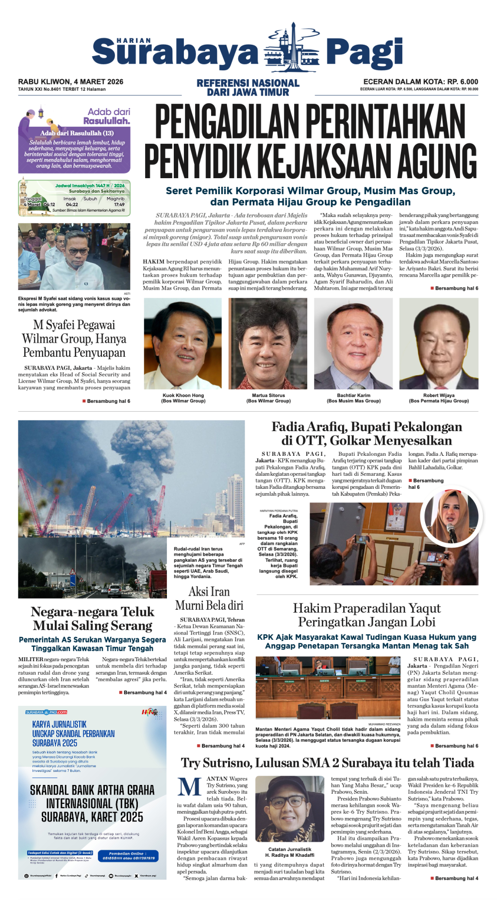 Koran Digital Surabaya Pagi 4 Maret 2026