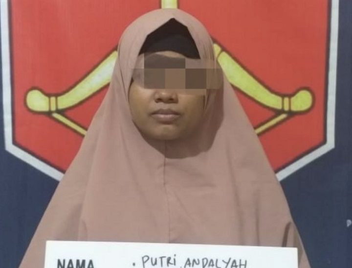 Putri Andalyah Ristanti, yang diamankan oleh Polsek Sukolilo Surabaya. Foto : Polsek Sukolilo untuk SP