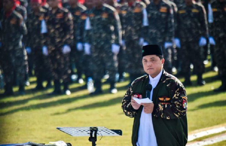 Menteri BUMN Erick Thohir hadir dalam peringatan Harlah 100 Tahun NU di Stadion Gelora Delta Sidoarjo, Jawa Timur. SP/ SBY