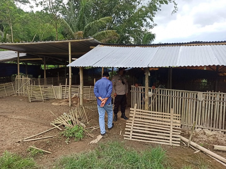 Polisi saat melakukan olah TKP di lokasi kejadian. SP/Hadi Lestariono
