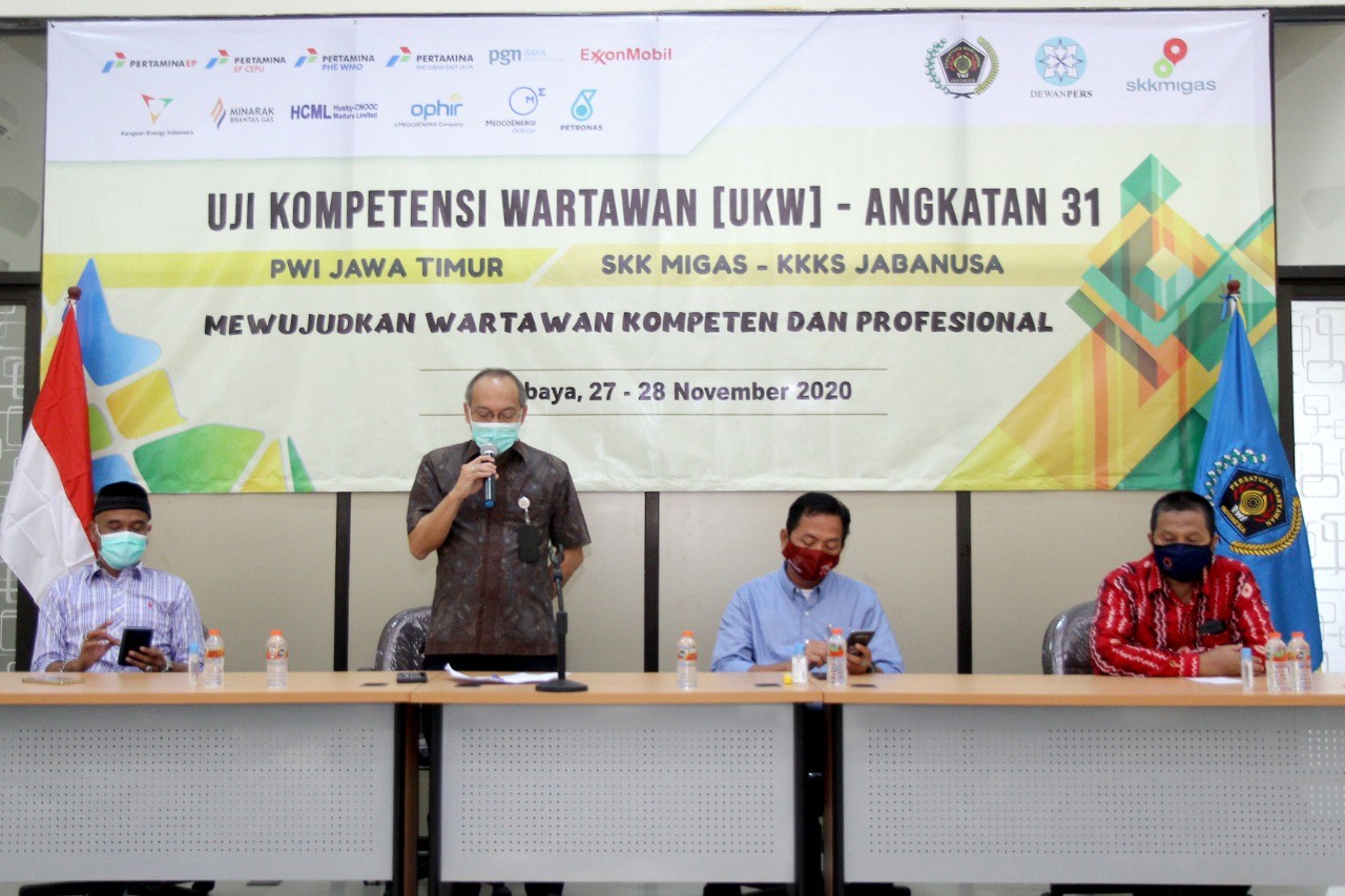 Pembukaan kegiatan Uji Kompetensi Wartawan (UKW) angkatan ke-31 di Balai Wartawan PWI Jatim, Surabaya. Jumat (27/11/2020).SP/ MOCHAMMAD KASYFI FAHMI 