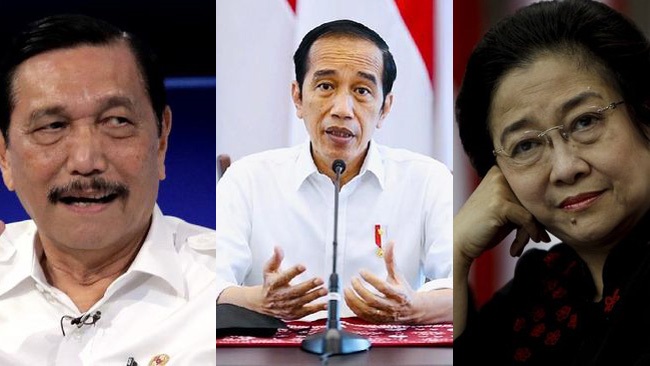 Megawati (kanan), Jokowi (tengah), Luhut Binsar Panjaitan (kiri)